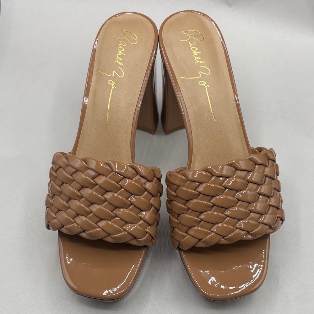 Rachel Zoe Womens Gabrielle Tan Heel Sandals Woven Texture Size 7
